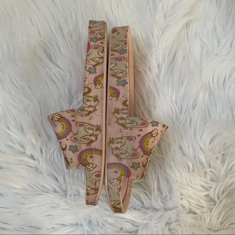 Mel dreamed By Melissa beach slides pink cat 2.5